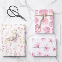 Hoja De Papel De Regalo Wrapping Paper Sheets - Pink Flower Patterns