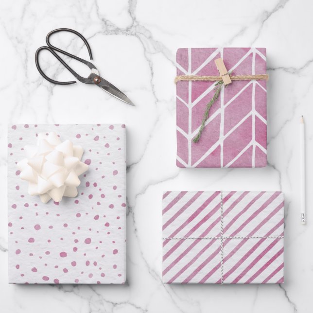 Hoja De Papel De Regalo Wrapping Paper Sheets - Pink Patterns (Anverso)