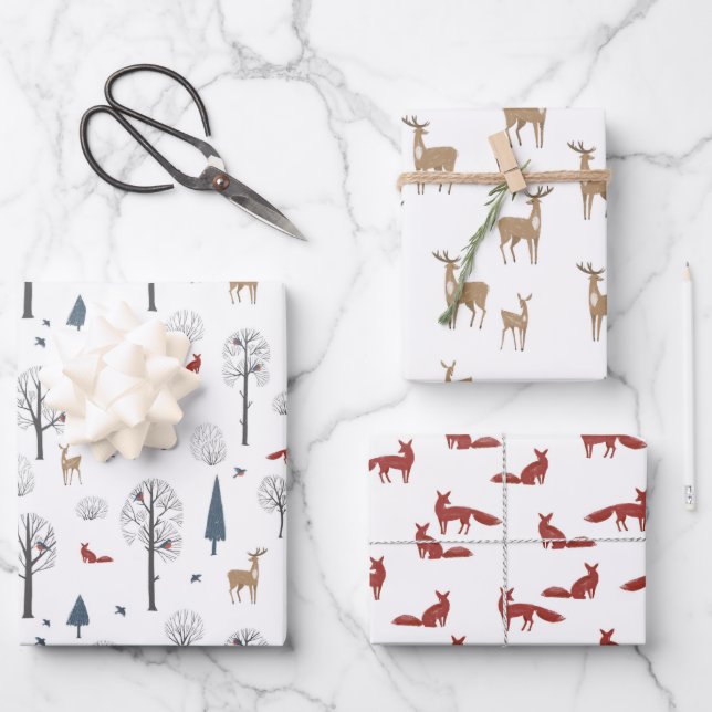 Hoja De Papel De Regalo Wrapping Paper Sheets - Winter Patterns (Anverso)