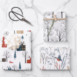 Hoja De Papel De Regalo Wrapping Paper Sheets - Winter Patterns