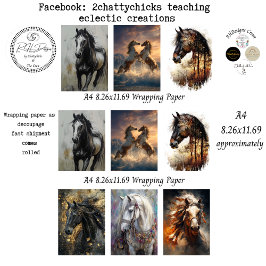 Hoja De Papel De Regalo Wrapping Papers Decoupage 9 A4 Horses