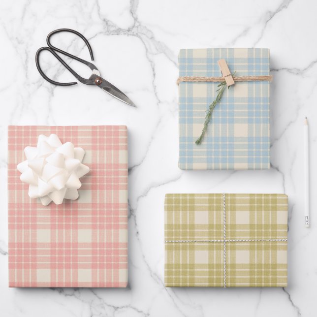 Hoja De Papel De Regalo Wrapping retro gingham paper for Christmas (Anverso)