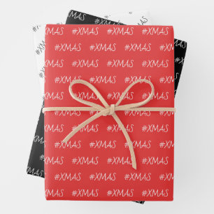 Hoja De Papel De Regalo XMAS Blanco Rojo Negro Personalizado