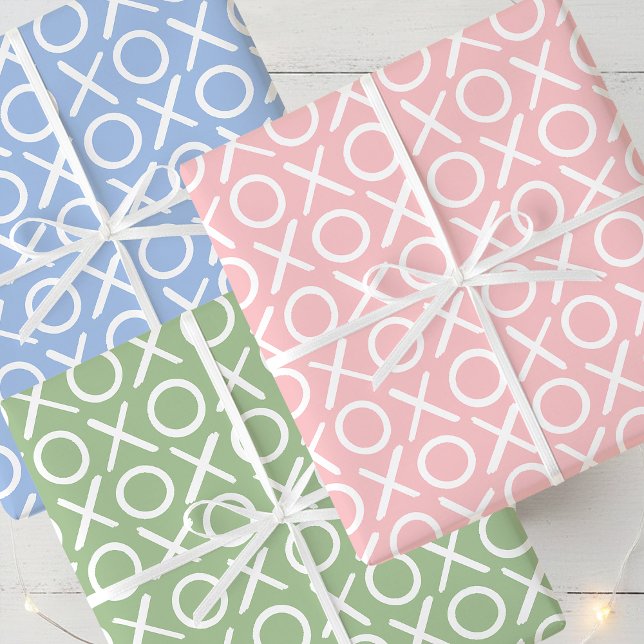 Hoja De Papel De Regalo XOXO Hugs & Kisses Birthday Pink Blue Green (Subido por el creador)