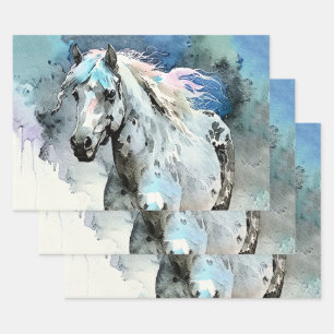 Hoja De Papel De Regalo Yegua Appaloosa juguetona acuarela