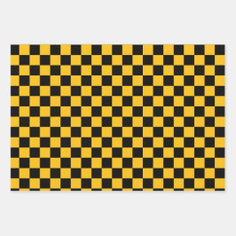 Hoja De Papel De Regalo Yellow and Black Checkered Print