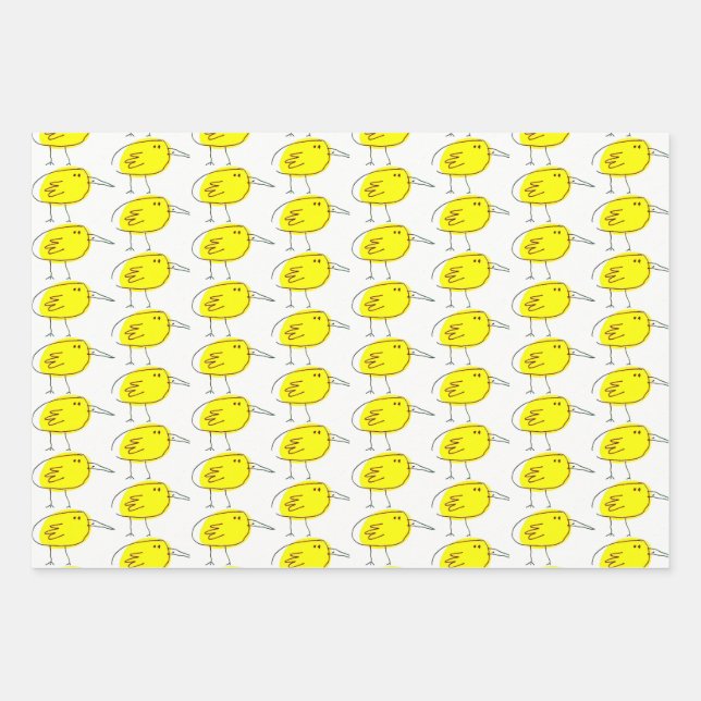 Hoja De Papel De Regalo Yellow Birds Wrapping Paper Flat Sheet Set of 3 (Anverso)
