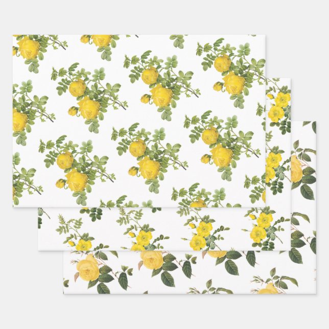 Hoja De Papel De Regalo Yellow Rose Pattern (Set)