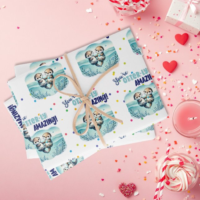 Hoja De Papel De Regalo You're Otterly Amazing cute otter Valentine (Subido por el creador)