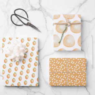 Hoja De Papel De Regalo Zanahorias Naranjas, huevos de Pascua y polkadots