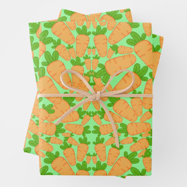 Hoja De Papel De Regalo Zanahorias naranjas Y Verdes (In situ)