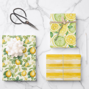 Hoja De Papel De Regalo Zesty Lemon Watercolor