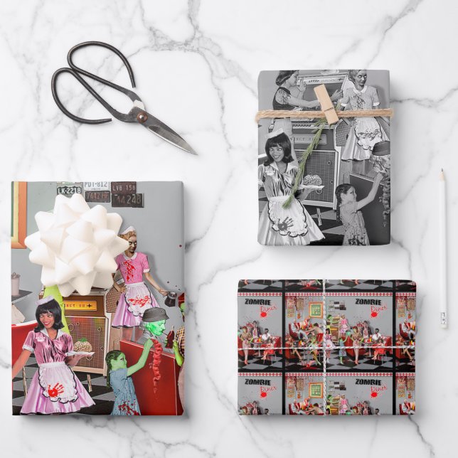 Hoja De Papel De Regalo Zombie Diner (Anverso)