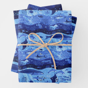 Hoja De Papel De Regalo Zonas de profundidad del océano - Animales submari