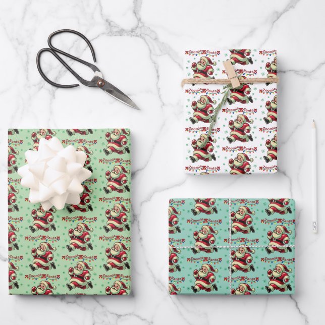Hoja De Papel De Regalo Zoomie Santa Navidades (Anverso)