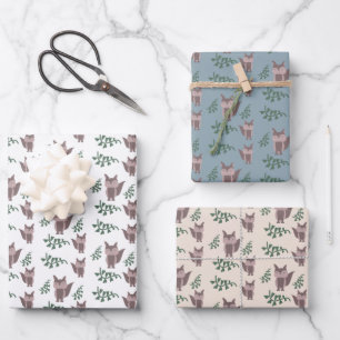 Hoja De Papel De Regalo Zorro Lindo Otoño Verde