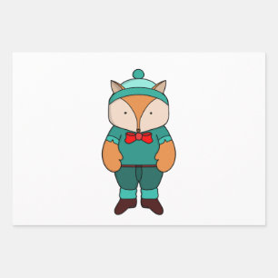 Hoja De Papel De Regalo Zorro verde lindo