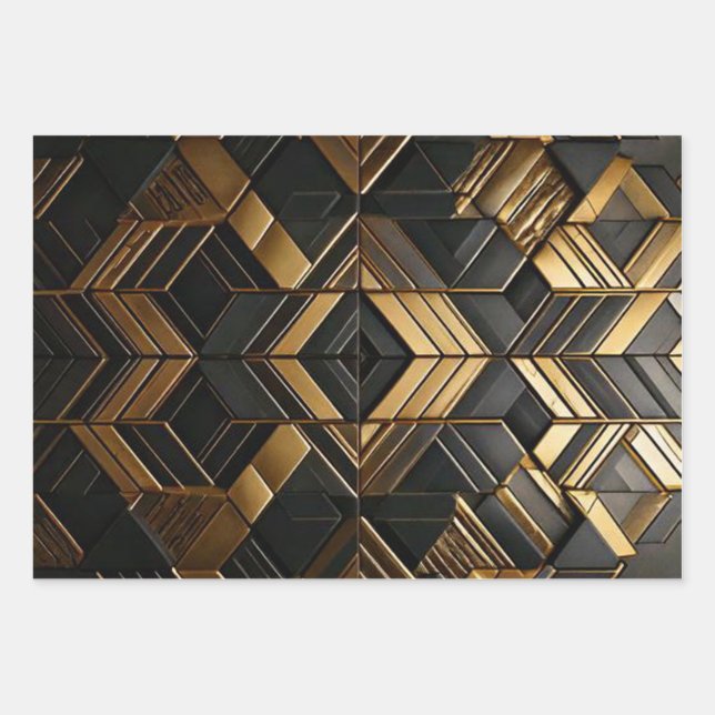 Hoja De Papel De Regalo Zwart Goud Retro Inpakpapier (Anverso)
