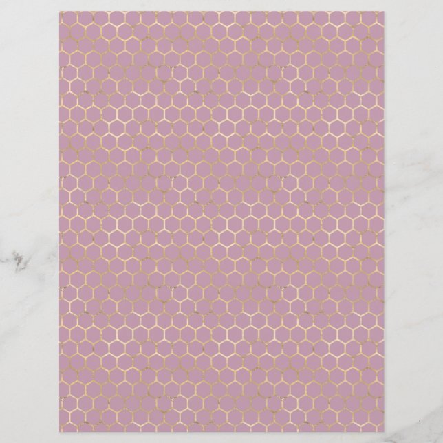 Hoja de papel de scrapbook de panal de miel rosa L (Anverso)