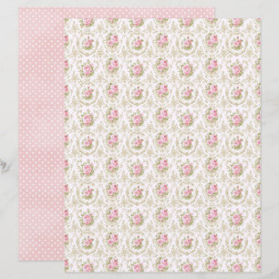 Hoja de papel de scrapbook floral rosa Coquette vi