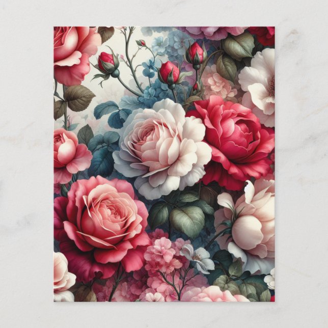 Hoja de Papel de Scrapbook Timeless Rose Floral Ch (Anverso)