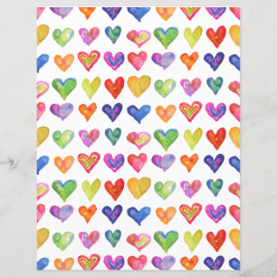 Hoja de papel de Valentine Rainbow Hearts