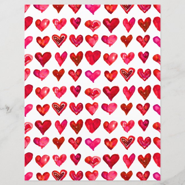 Hoja de papel de Valentine Red Hearts (Anverso)
