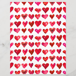 Hoja de papel de Valentine Red Hearts