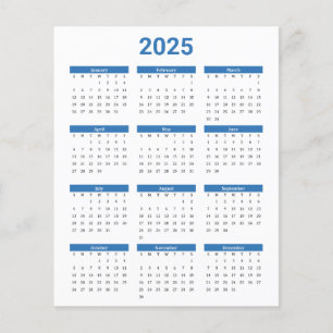 Hoja de papel del calendario anual 2025 en blanco