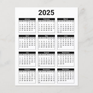 Hoja de papel del calendario anual de 2025 en blan