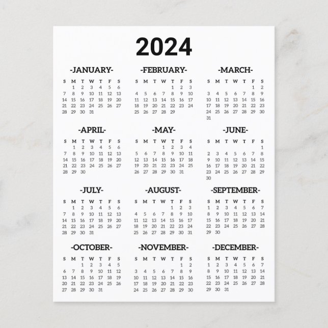 Hoja De Papel Del Calendario De 2024 (Anverso)