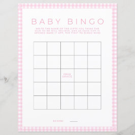 Hoja de papel del juego de Bingo rosa para baby sh