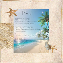 Hoja de papel del menú de bodas de playa