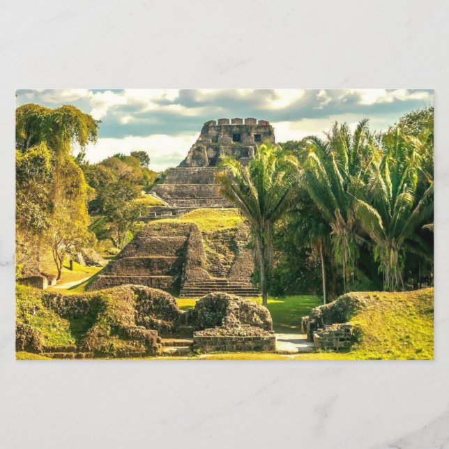 Hoja de papel estilizada de Belice Xunantunich (Anverso)