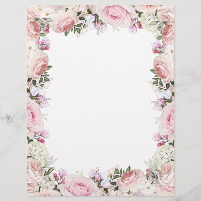 Hoja De Papel Floral Rosa (Anverso)