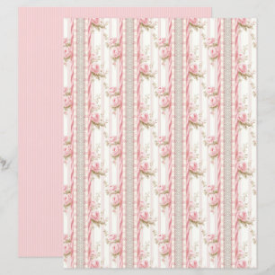 Hoja de papel floral rosa Coquette vintage