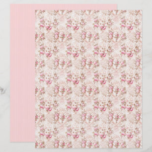 Hoja de papel floral Rosa Coquette Vintage