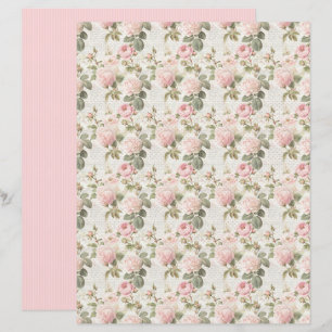 Hoja de papel floral Rosa Coquette Vintage
