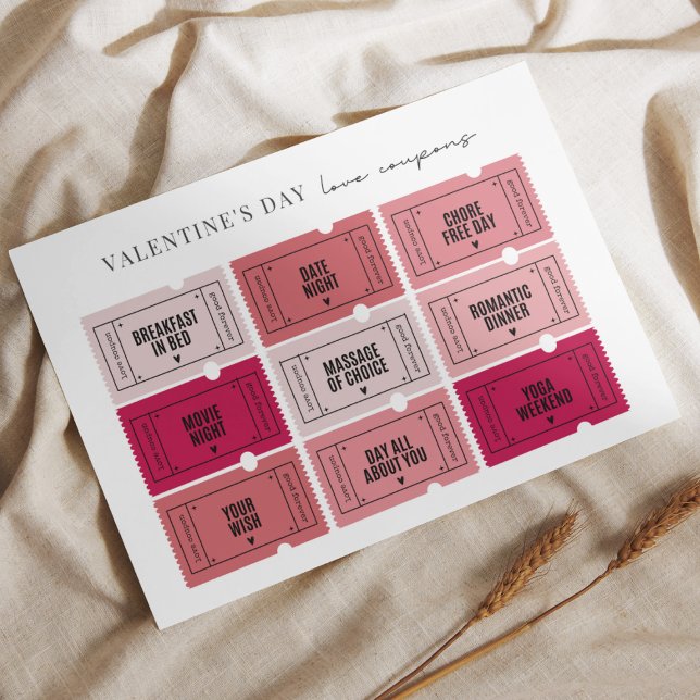 Hoja de papel impresa de cupones de amor el día de (Subido por el creador)