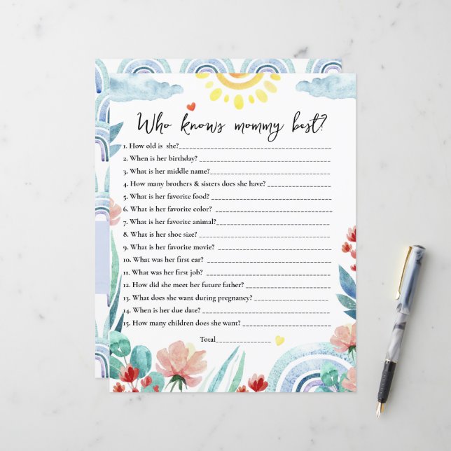 Hoja de papel Juego ¿Quién conoce mejor a mamá? (Anverso/Reverso In Situ)