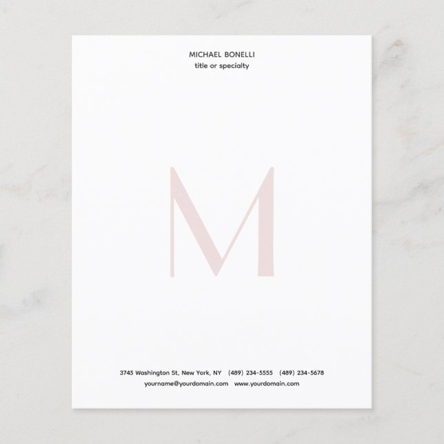 Hoja de papel monogramada Minimalista profesional (Anverso)