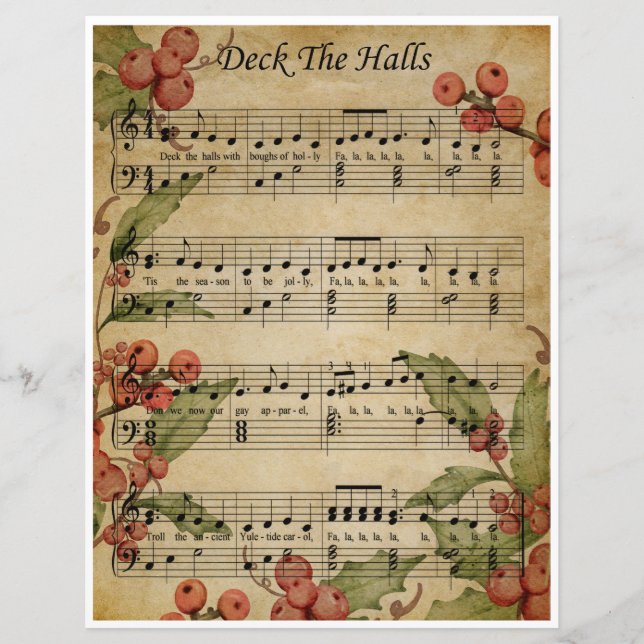 Hoja de papel Música Art Deck the Halls (Anverso)