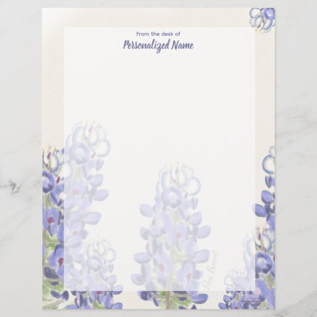 Hoja de papel no alineada de Bluebonnet (Anverso)