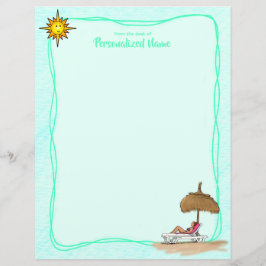 Hoja de papel no alineada de sol, arena y serenida