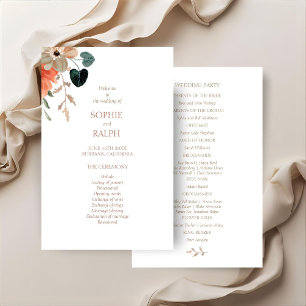 Hoja de papel para programa de boda floral económi