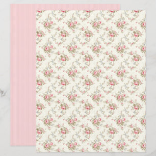 Hoja de papel para scrapbook floral Rosa Coquette 