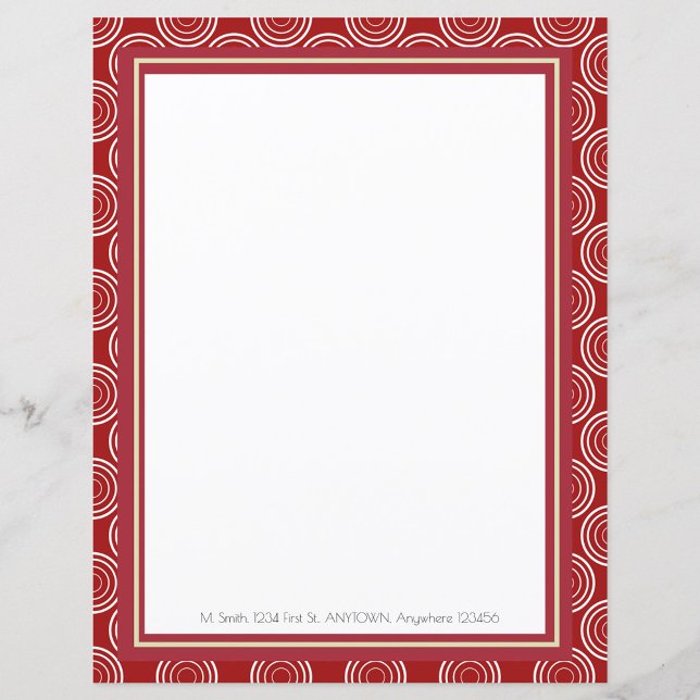 Hoja de papel personalizada Art Deco Red & Gold (Subido por el creador)