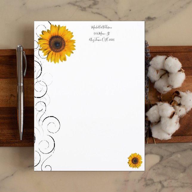 Hoja de papel personalizada de girasol (Subido por el creador)