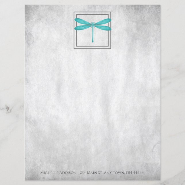 Hoja de papel personalizada de la libélula verde a (Anverso)