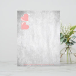 Hoja de papel personalizada de los corazones rosad